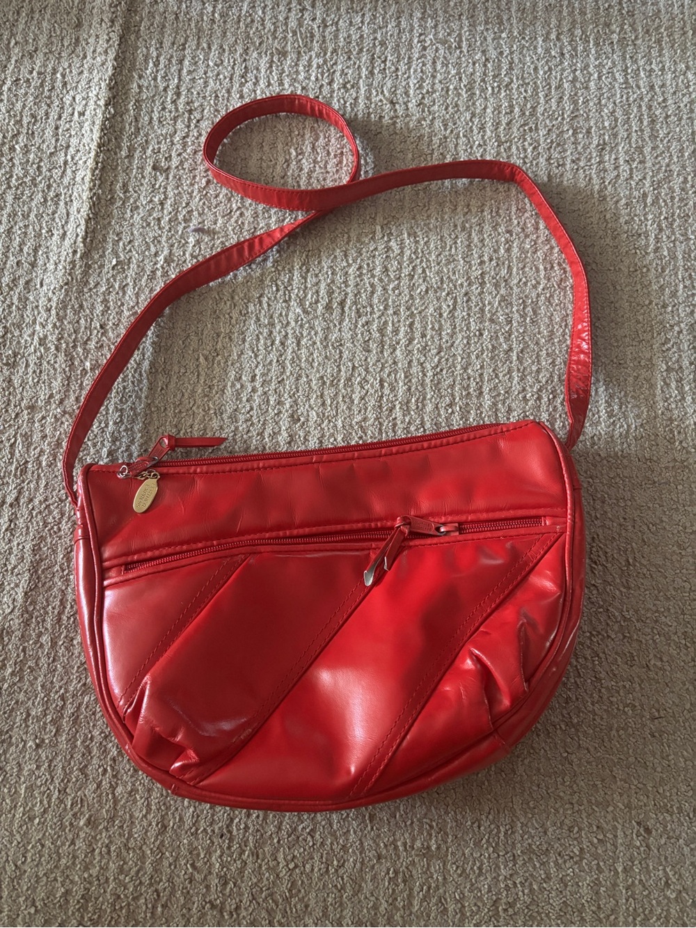 Red Women's Crossbody Bag with Front Zip Pocket